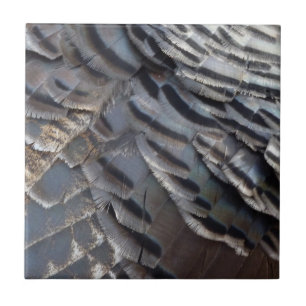 Wild Turkey Feathers II Abstrakte Naturgestaltung Fliese