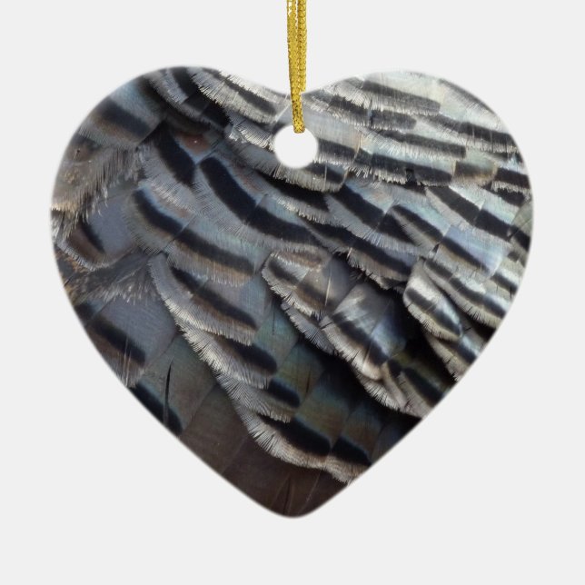 Wild Turkey Feathers II Abstrakte Naturgestaltung Keramik Ornament (Vorne)