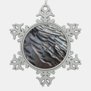 Wild Turkey Feathers II Abstrakte Naturgestaltung Schneeflocken Zinn-Ornament