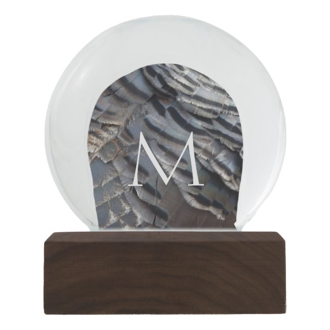 Wild Turkey Feathers II Abstrakte Naturgestaltung Schneekugel (Vorderseite)