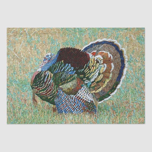 Wild Turkey Mosaic Muster Print Decoupage Seidenpapier (Vorderseite)