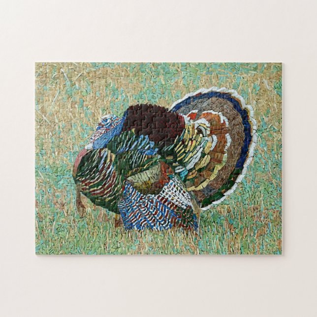 Wild Turkey Mosaic Muster Print Puzzle (Horizontal)