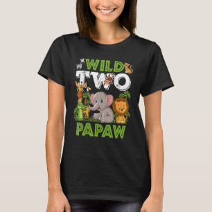 Wild Two Papaw Zoo Birthday Safari Jungle Animals T-Shirt