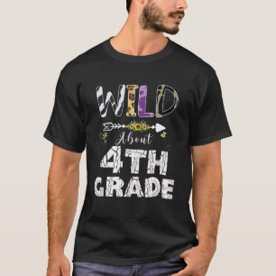 Wild über 4. Klasse Blume Leopard Drucklehrer T-Shirt