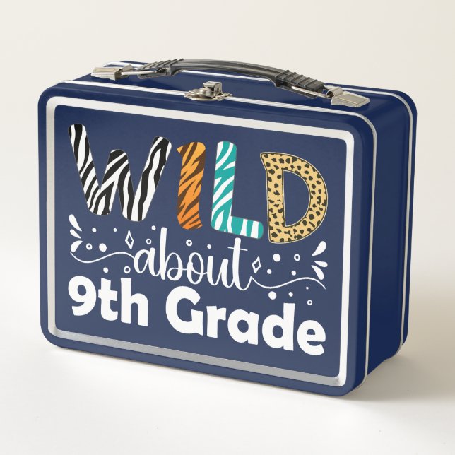 Wild über 9. Klasse zurück zur Schule Metall Brotdose (Vorderseite)