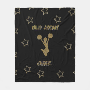 Wild über Cheer Black & Gold Stars Fleece Blanket