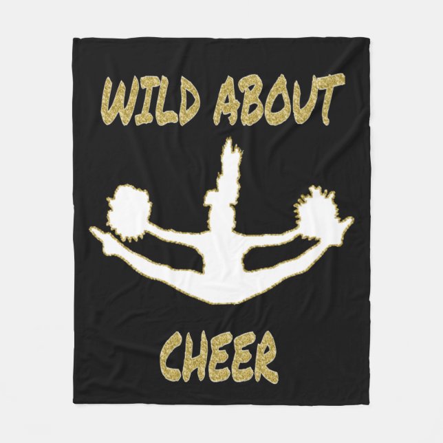 Wild über Cheer Black, White, Gold Fleece Blanket (Vorderseite)