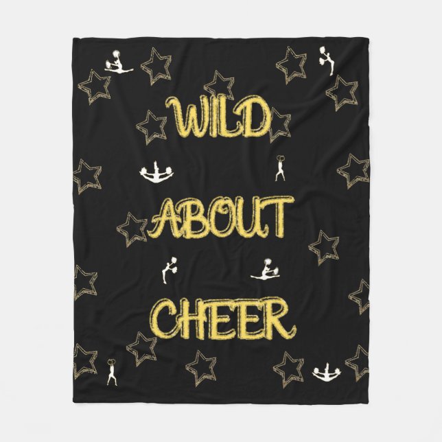 Wild über Cheer mit Tiny White Cheer Silhouetten Fleecedecke (Vorderseite)