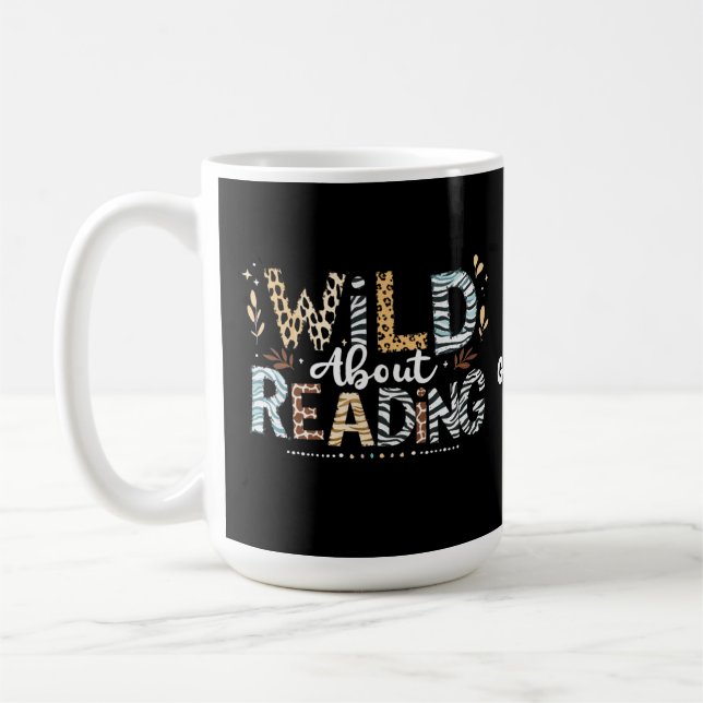 Wild über das Lesen des Buches Lover & Tierdesign Kaffeetasse (Links)