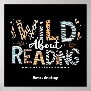 Wild über das Lesen des Buches Lover & Tierdesign Poster