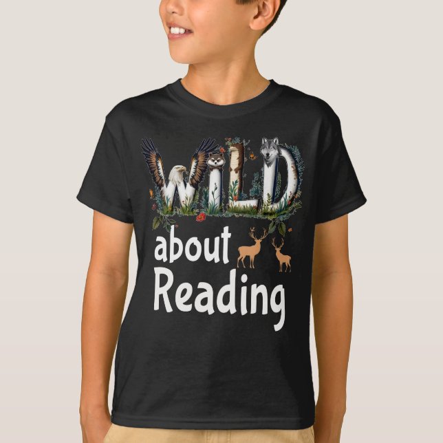 Wild über das Lesen von Büchern für Zootiere T-Shirt (Vorderseite)