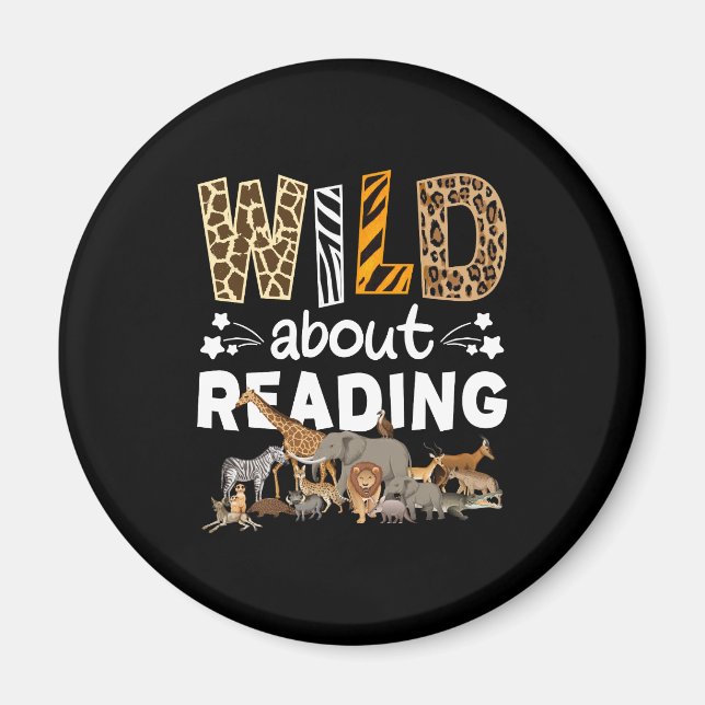 Wild über das Lesen von Büchern und Bücherwurm Magnet (Vorne)