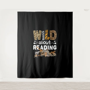 Wild über das Lesen von Büchern und Bücherwurm Wandteppich