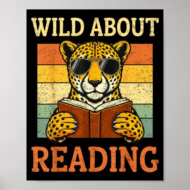 Wild über das Lesen von lustigem Leopard Gepard Bu Poster (Vorne)