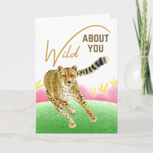 Wild über dich Gepard Frühlingswiese Valentine Karte