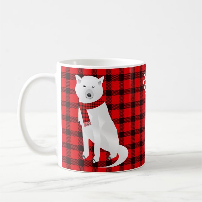 Wild über euch Weißer Wolf Red Buffalo Karierter K Kaffeetasse (Links)