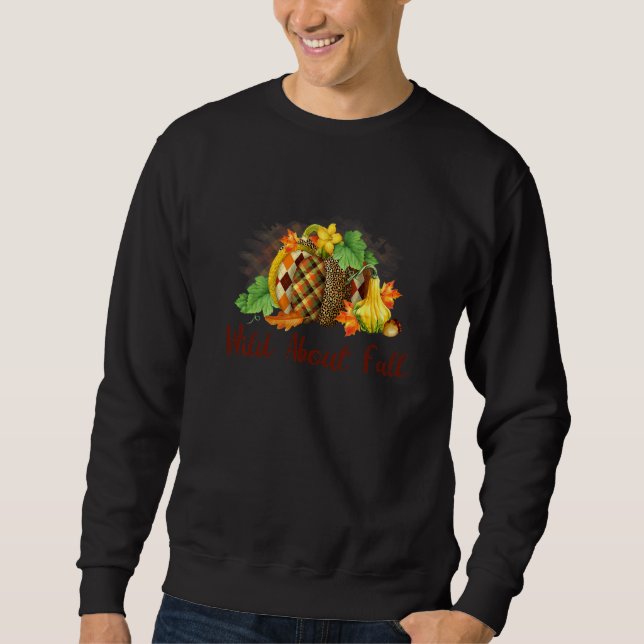 Wild über Herbst Leopard Kürbis Herbst Stimmung Ha Sweatshirt (Vorderseite)