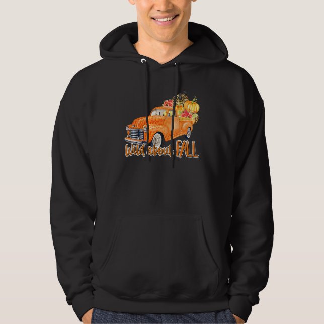 Wild über Herbst Leopard LKW Kürbisse Herbst Als Hoodie (Vorderseite)