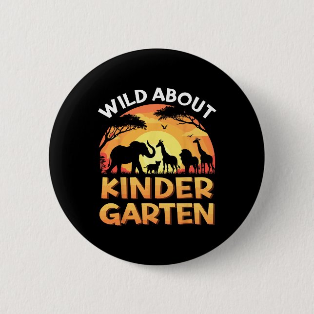 Wild über Kindergarten-Zoo-Tiere Zurück zur Schule Button (Vorderseite)