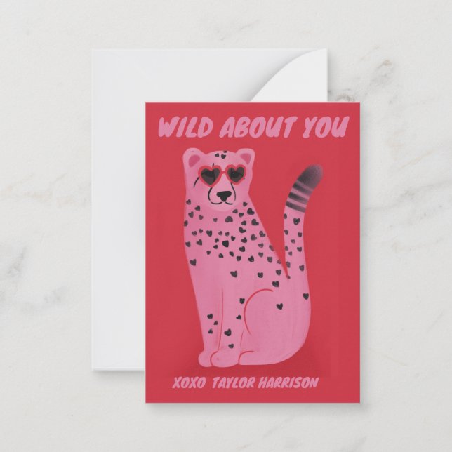 Wild über Sie Geparden Klassenraum Valentine Card Mitteilungskarte (Vorderseite)