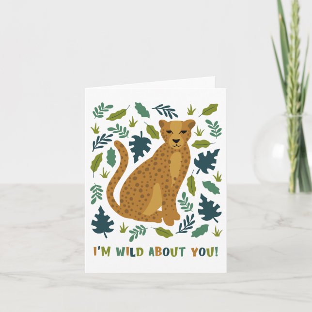 Wild über Sie Jungle Cheetah Valentine Card Dankeskarte (Vorderseite)