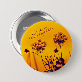 Wild Umbel Blume Kontur Lila und Gold Elegant Button