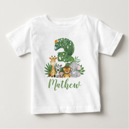 Wild und Baum 3. Safari Geburtstag Jungle Tiere Baby T-shirt