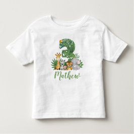 Wild und Baum 3. Safari Geburtstag Jungle Tiere Kleinkind T-shirt