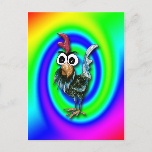 Wild und Crazy Rooster Postcard Postkarte (Vorderseite)