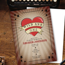 Wild und ein Tattooherz Einladung zum Geburtstag