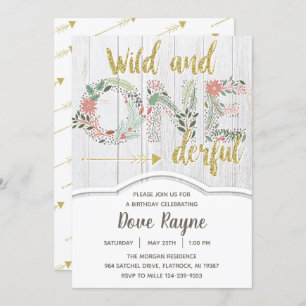 Wild und Eingeborene, erster Geburtstag, Mädchen, Einladung