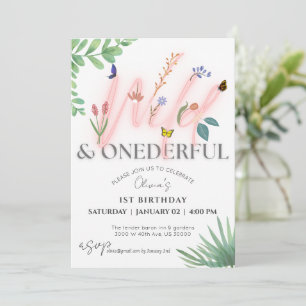 Wild und Eingeborene Wildblume 1. Geburtstag Einladung