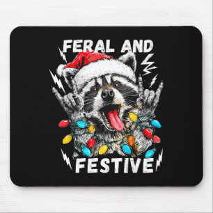 Wild und festlich lustiger Weihnachtsrocker Waschb Mousepad
