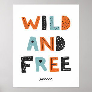 Wild und Frei   Doodle Buchstaben Poster