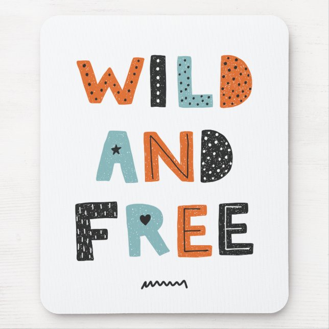 Wild und frei | Doodle Letters Mousepad (Vorne)