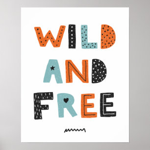 Wild und frei Doodle Letters Poster