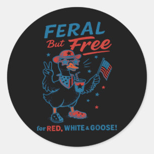 Wild und Frei für Rot Weiß & Gans 4. Juli Runder Aufkleber