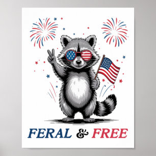 Wild und Frei Lustiger Waschbär USA Wild Aber Frei Poster