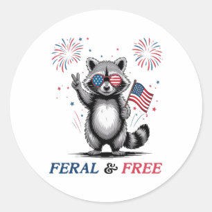Wild und Frei Lustiger Waschbär USA Wild Aber Frei Runder Aufkleber