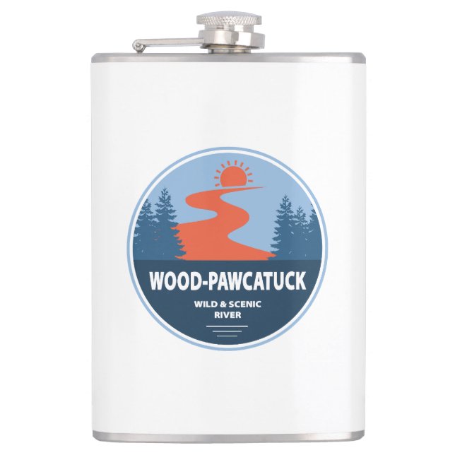 Wild und Landschaftlicher Fluss Wood-Pawcatuck Flachmann (Vorderseite)
