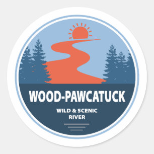 Wild und Landschaftlicher Fluss Wood-Pawcatuck Runder Aufkleber