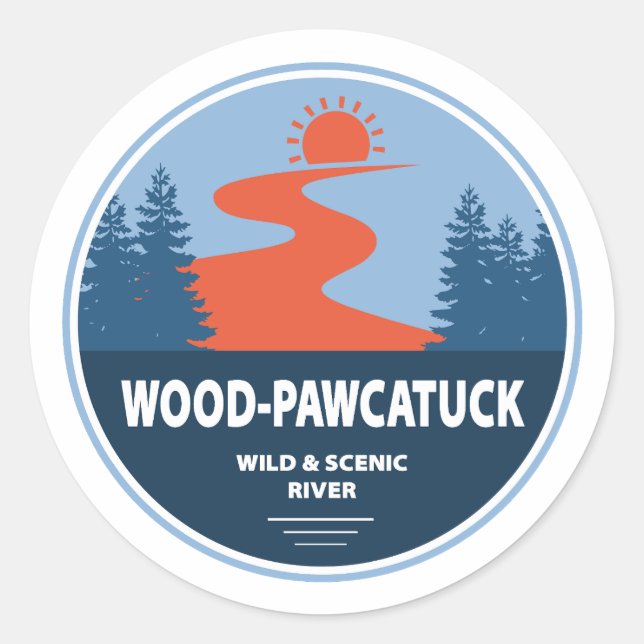 Wild und Landschaftlicher Fluss Wood-Pawcatuck Runder Aufkleber (Vorderseite)