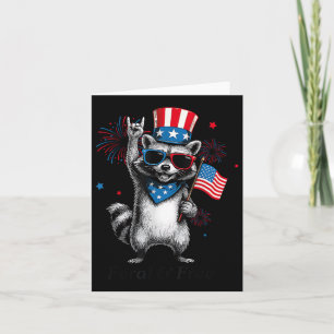 Wild und Niedlicher Raccoon 4. Juli Patr Karte