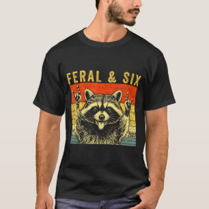 Wild und sechs Waschbär lustiger 6. Geburtstag Mäd T-Shirt
