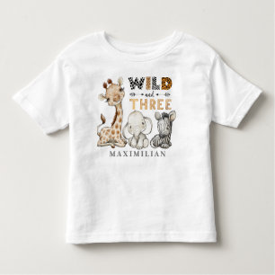 Wild und Three Birthday Jungle Baby T - Shirt