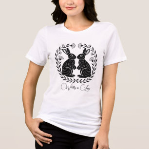 Wild Verliebt   Linolschnitt Hasen Romantisch Tri-Blend Shirt