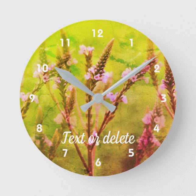 Wild Vervain Blume Abstrakte Kunst Personalisiert  Runde Wanduhr (Vorderseite)