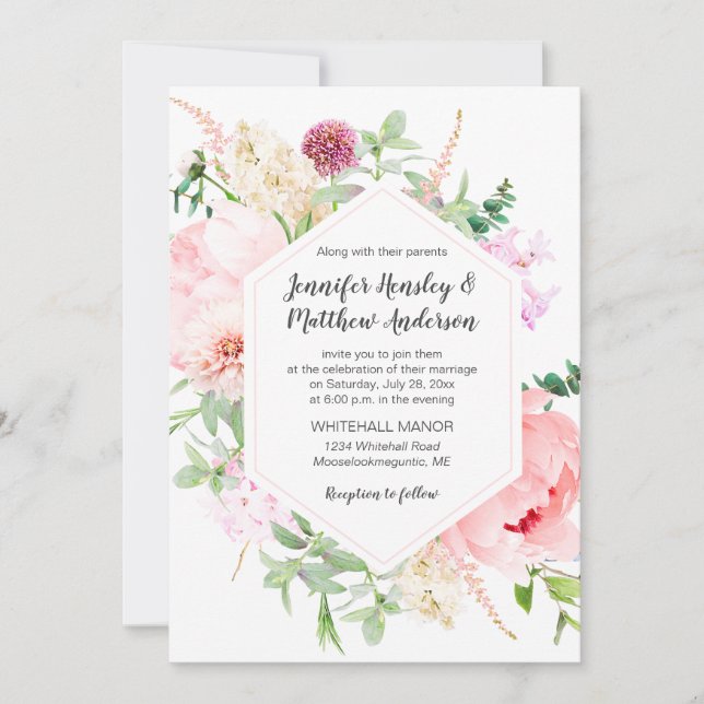Wild Watercolor Garden Wedding | Einladung (Vorderseite)