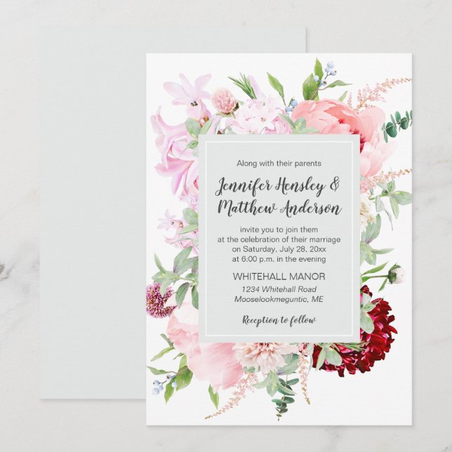 Wild Watercolor Garden Wedding | Einladung (Vorne/Hinten)