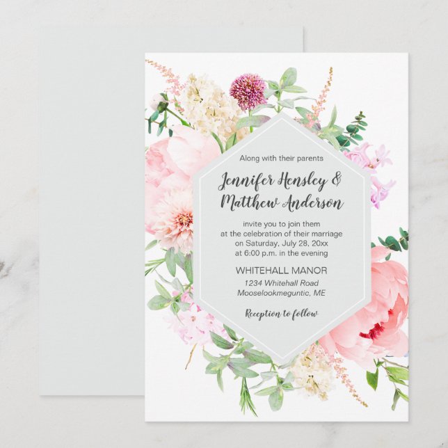 Wild Watercolor Garden Wedding | Einladung (Vorne/Hinten)